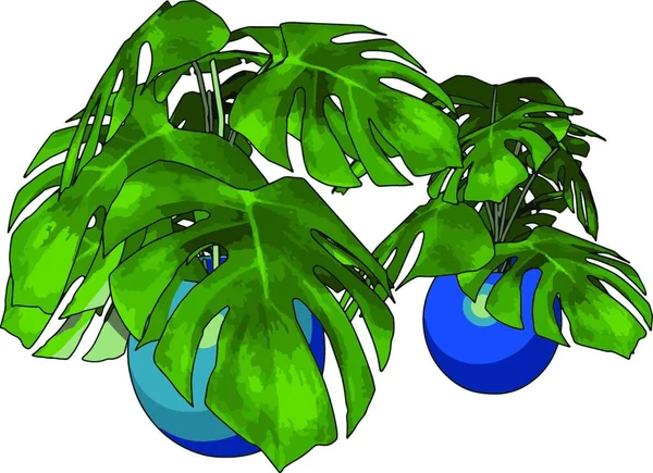 Groene Planten Pot Illustratie Vector Witte Achtergrond — Stockvector
