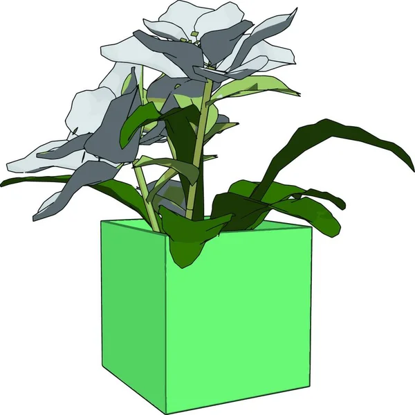 Flores Vaso Ilustração Vetor Sobre Fundo Branco — Vetor de Stock