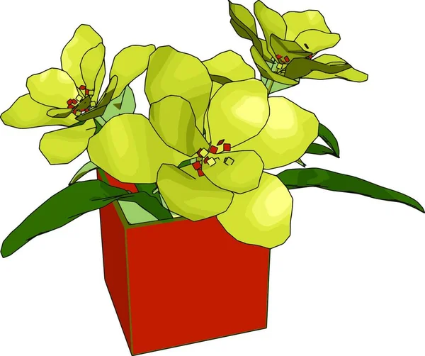 Yellow Flowers Pot Illustration Vector White Background — Stock Vector