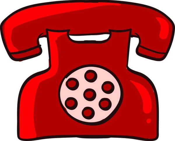 Röd Retro Telefon Illustration Vektor Vit Bakgrund — Stock vektor