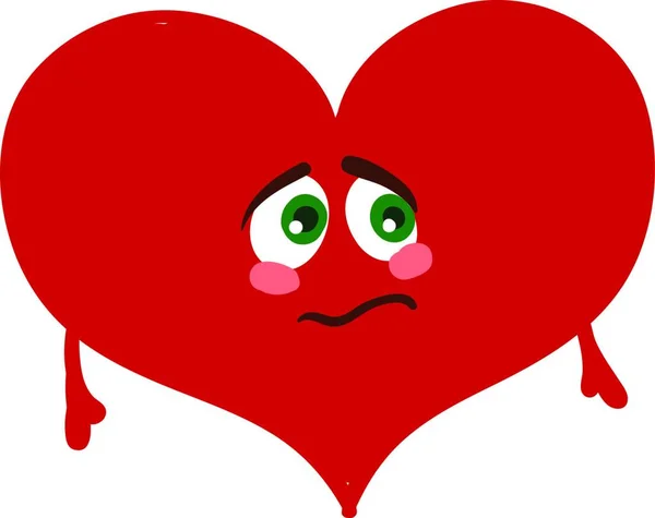 Sad Red Heart Illustration Vector White Background — Stock Vector