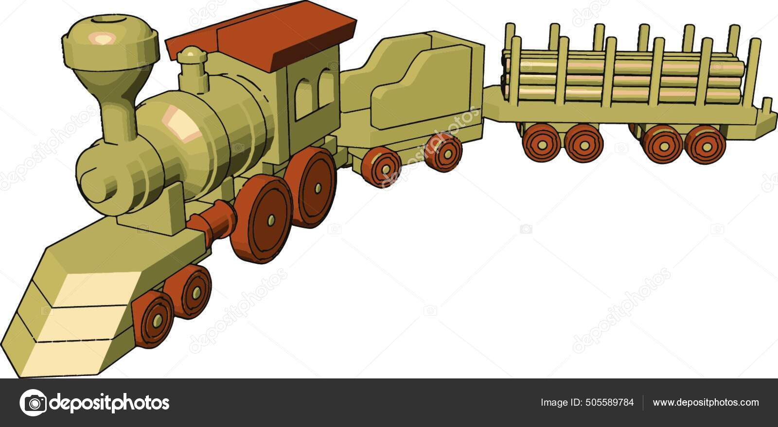 Little Train Toy Illustration Vector White Background Stock Vector