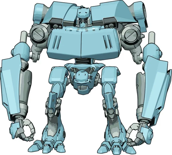 Blauwe Grote Robot Illustratie Vector Witte Achtergrond — Stockvector