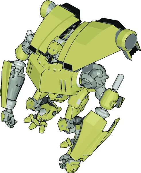 Robot Amarillo Grande Ilustración Vector Sobre Fondo Blanco — Vector de stock