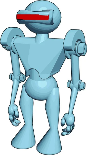 Niebieski Robot Ilustracja Wektor Białym Tle — Wektor stockowy