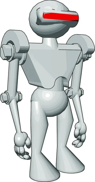 Beyaz Robot Illüstrasyon Beyaz Arka Plan Üzerinde Vektör — Stok Vektör