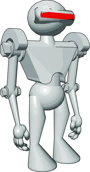 Robot Putih Ilustrasi Vektor Dengan Latar Belakang Putih - Stok Vektor