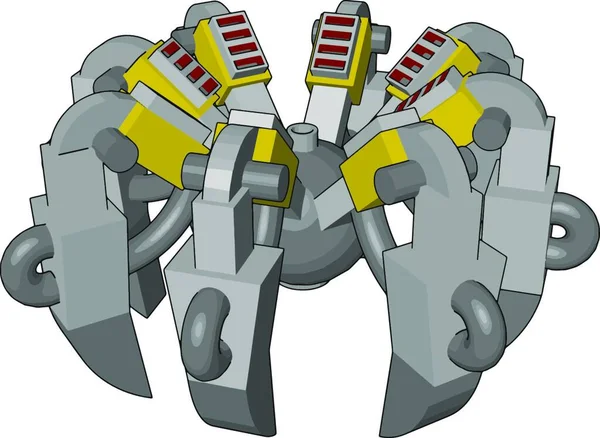Gele Robot Spider Illustratie Vector Witte Achtergrond — Stockvector
