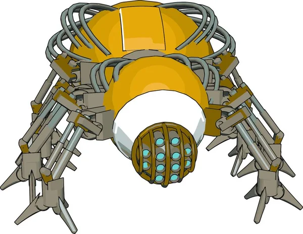 Κίτρινο Έντομο Ρομπότ Απεικόνιση Διάνυσμα Λευκό Φόντο — Διανυσματικό Αρχείο