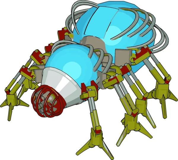 Blauer Roboterkäfer Illustration Vektor Auf Weißem Hintergrund — Stockvektor