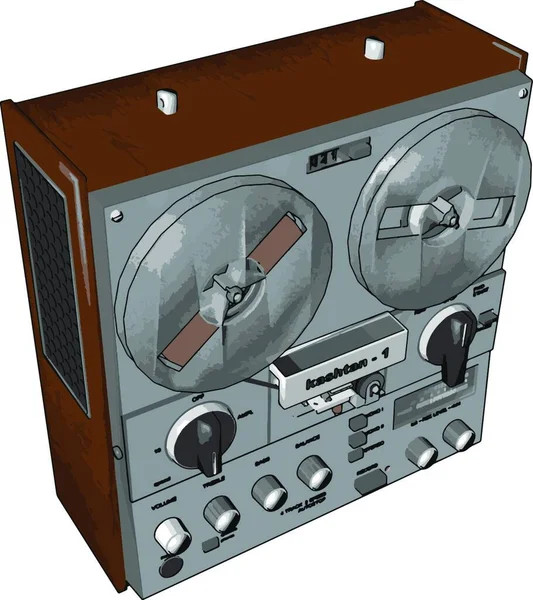 Gravador Rádio Antigo Ilustração Vetor Sobre Fundo Branco — Vetor de Stock