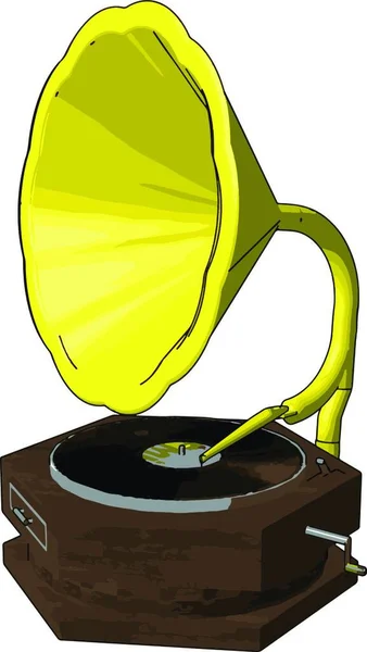 Vieux Gramophone Rétro Illustration Vecteur Sur Fond Blanc — Image vectorielle