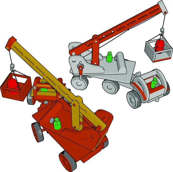 Червоно Біла Будівельна Техніка Іграшка Ілюстрація Вектор Білому Тлі Ілюстрація — стоковий вектор