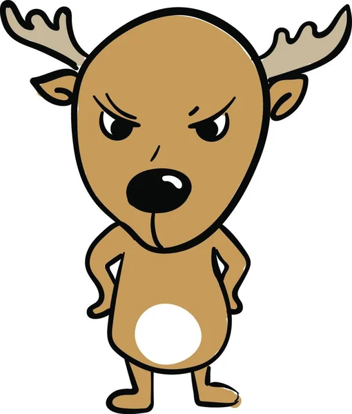 Angry Little Deer Illustration Vector White Background — Stock Vector