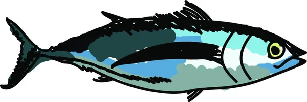 Illustration Haj Med Fisk — Stock vektor
