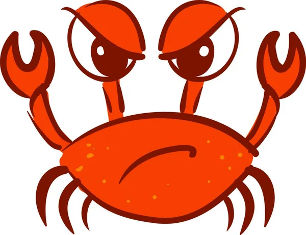 Crab Cartoon Character Red Tail — Stock Vector