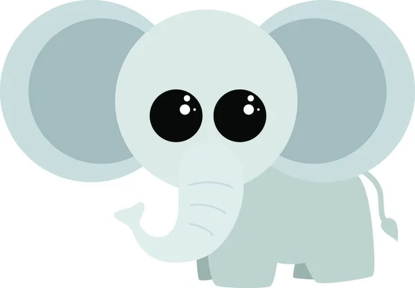 Cute Little Elephant Illustration Vector White Background — Stock Vector