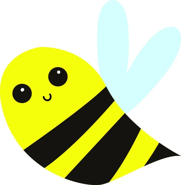 Cute Little Bee Illustration Vector White Background — Stock Vector