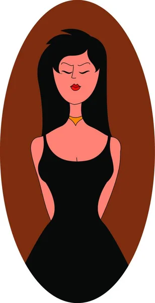 Femme Robe Noire Illustration Vecteur Sur Fond Blanc — Image vectorielle