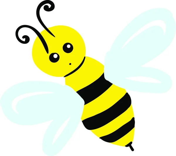 Ιπτάμενη Μικρή Μέλισσα Απεικόνιση Διάνυσμα Λευκό Φόντο — Διανυσματικό Αρχείο