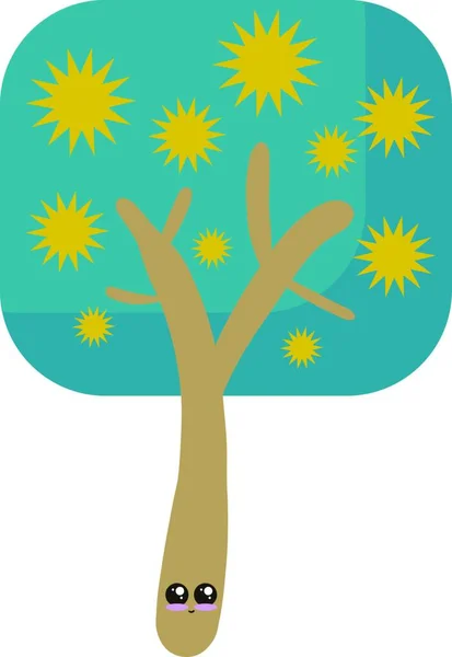 Pretty Blue Tree Illustration Vektor Vit Bakgrund — Stock vektor