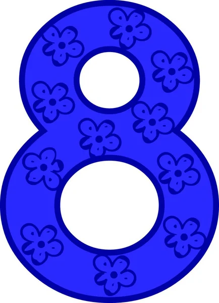Μπλε Αριθμός Οκτώ Απεικόνιση Διάνυσμα Λευκό Φόντο — Διανυσματικό Αρχείο