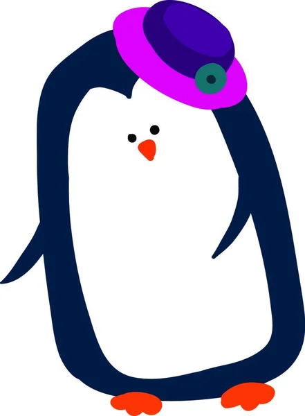 Pinguim Bonito Com Chapéu Ilustração Vetor Sobre Fundo Branco —  Vetores de Stock