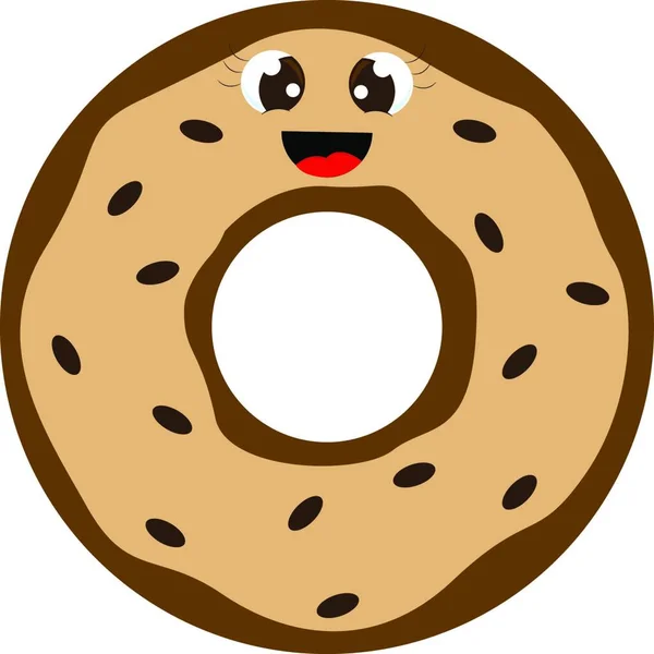 Donut Bonito Com Olhos Ilustração Vetor Sobre Fundo Branco —  Vetores de Stock