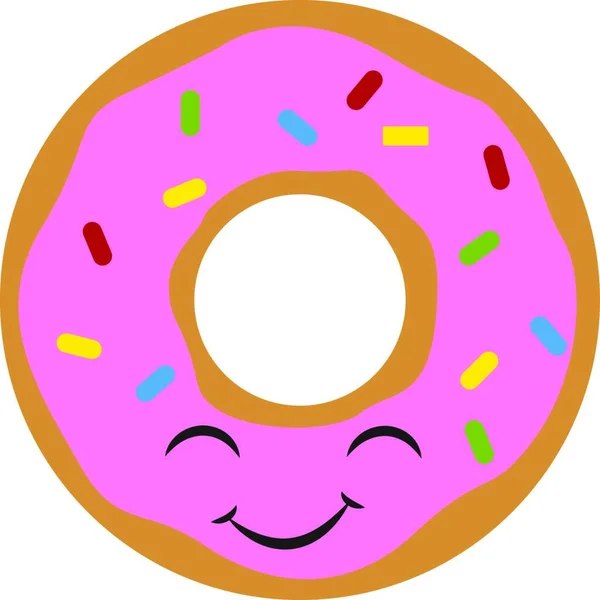 Pembe Sevimli Donut Illüstrasyon Beyaz Arka Plan Vektör — Stok Vektör