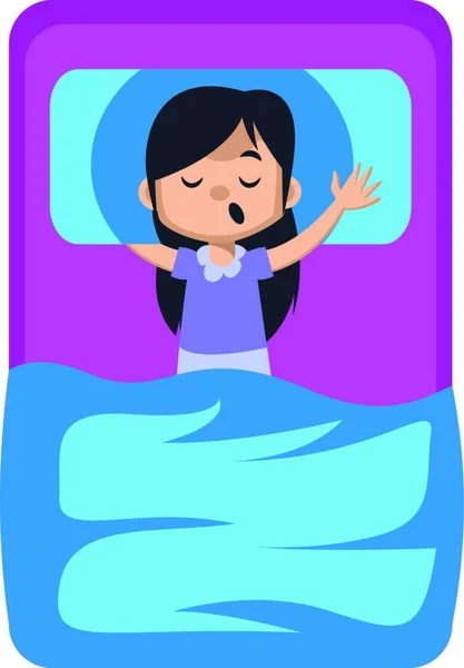 Κορίτσι Που Κοιμάται Στο Κρεβάτι Εικόνα Διάνυσμα Λευκό Φόντο — Διανυσματικό Αρχείο