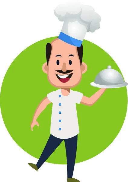 Hombre Cocina Comida Ilustración Vector Sobre Fondo Blanco — Archivo Imágenes Vectoriales