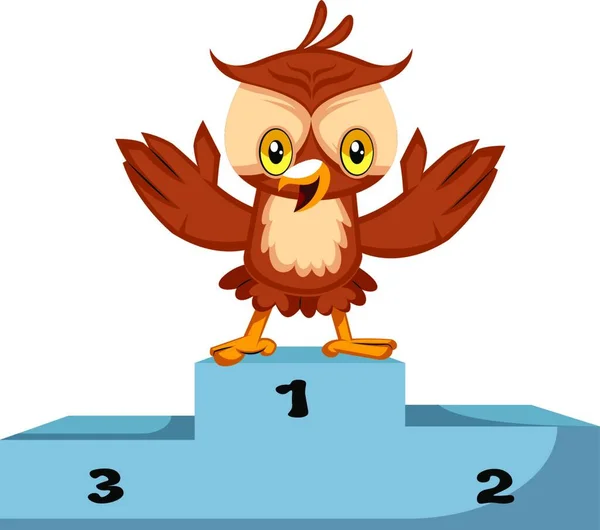 Owl Vinnare Illustration Vektor Vit Bakgrund — Stock vektor