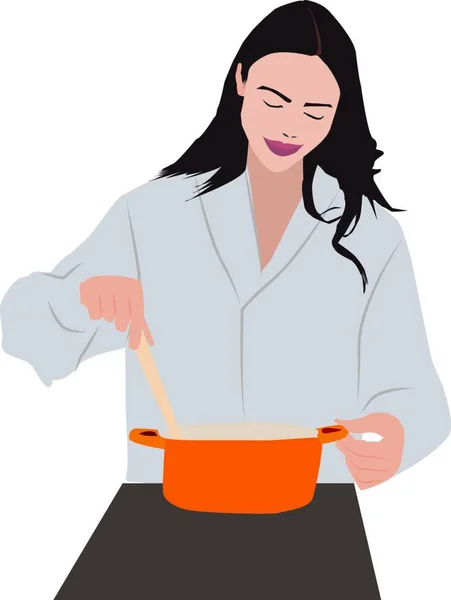 Ilustração Vetorial Uma Mulher Cozinheira — Vetor de Stock