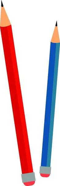 Bleistift Und Rote Farbstifte Isoliert Auf Weißem Hintergrund — Stockvektor
