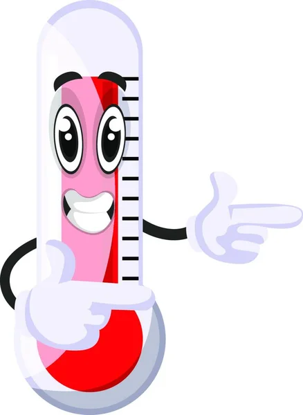 Termometro Che Punta Con Dita Illustrazione Vettore Sfondo Bianco — Vettoriale Stock