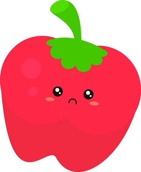 Red White Vector Illustration Cute Smiling Tomato — Stock Vector