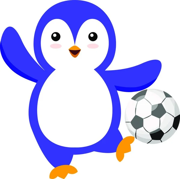 Pinguin Fotbal Ilustrație Vector Fundal Alb — Vector de stoc