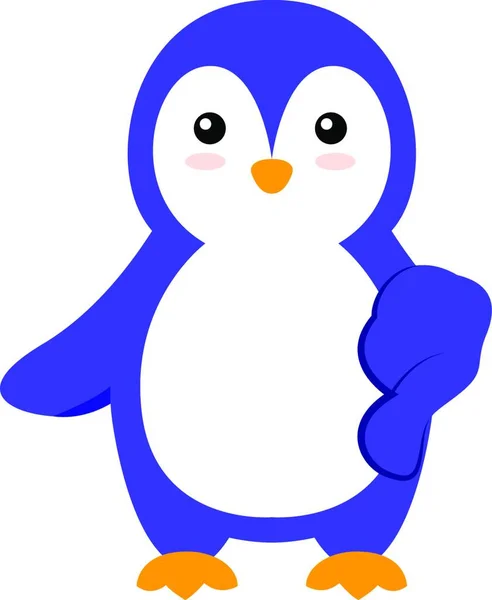 Lindo Pingüino Con Ojos Azules — Vector de stock