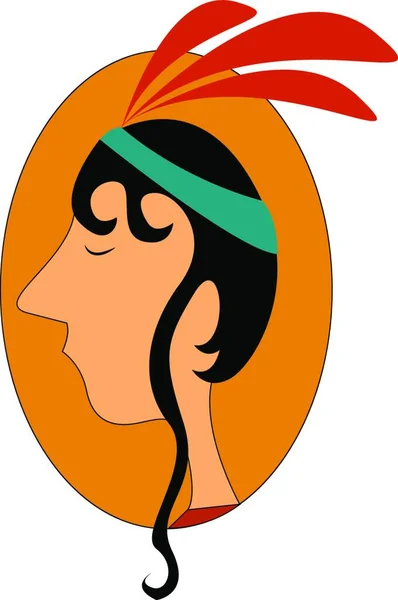 Cherokee Indian Profil Illustration Vektor Vit Bakgrund — Stock vektor