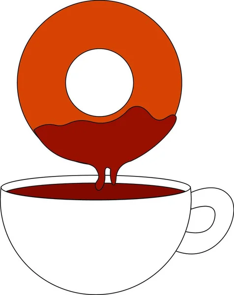 Kávé Donuts Illusztráció Vektor Fehér Alapon — Stock Vector