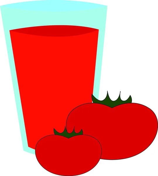 Jucie Tomate Verre Illustration Vecteur Sur Fond Blanc — Image vectorielle
