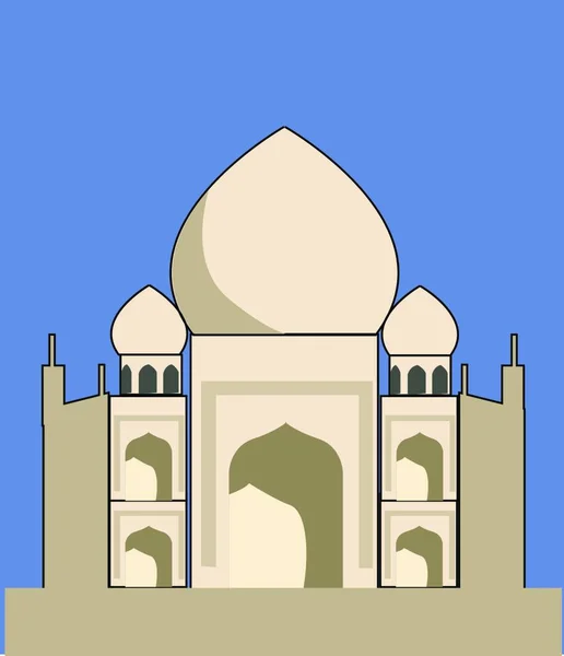 Taj Mahal Moské Ikon Platt Illustration Muslimska Islamiska Vektor Ikoner — Stock vektor