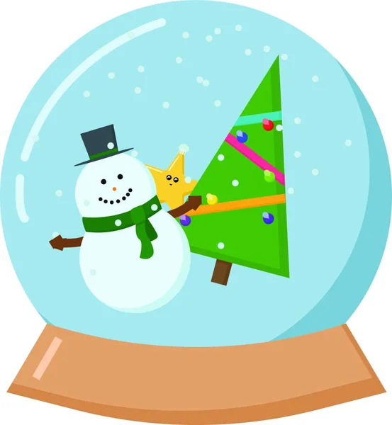 Illustratie Van Een Sneeuwpop Met Een Bal — Stockvector