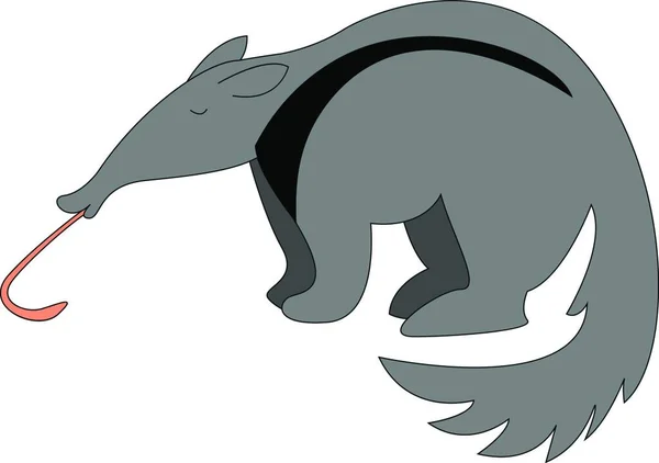 Anteater Dengan Lidah Panjang Ilustrasi Vektor Pada Latar Belakang Putih - Stok Vektor