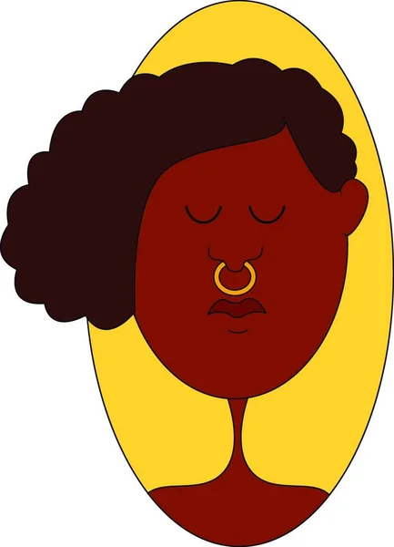 Calma Menina Negra Ilustração Vetor Sobre Fundo Branco —  Vetores de Stock