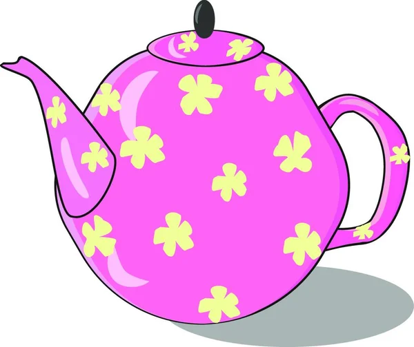 Teekanne Mit Einer Teekanne Und Einer Tasse Kaffee — Stockvektor