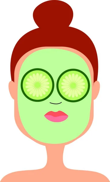 Komkommer Masker Meisje Illustratie Vector Witte Achtergrond — Stockvector