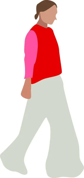 Fille Avec Pantalon Illustration Vecteur Sur Fond Blanc — Image vectorielle
