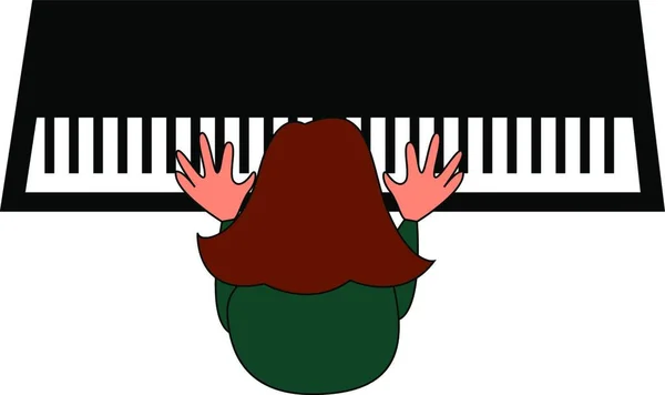 Kvinna Som Spelar Piano Illustration Vektor Vit Bakgrund — Stock vektor