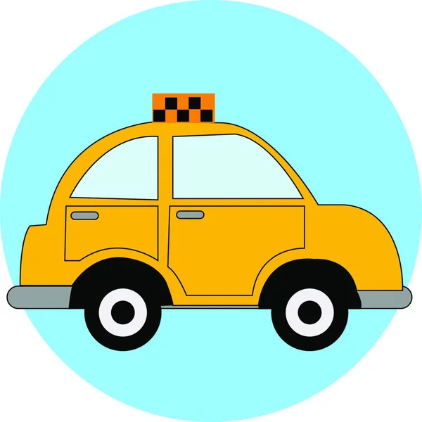 Gul Taxi Bil Illustration Vektor Vit Bakgrund — Stock vektor